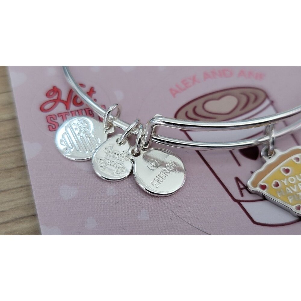 Alex and Ani Pizza My Heart Bangle Bracelet Silver Tone Foodie Collection NWT - Picture 3 of 5
